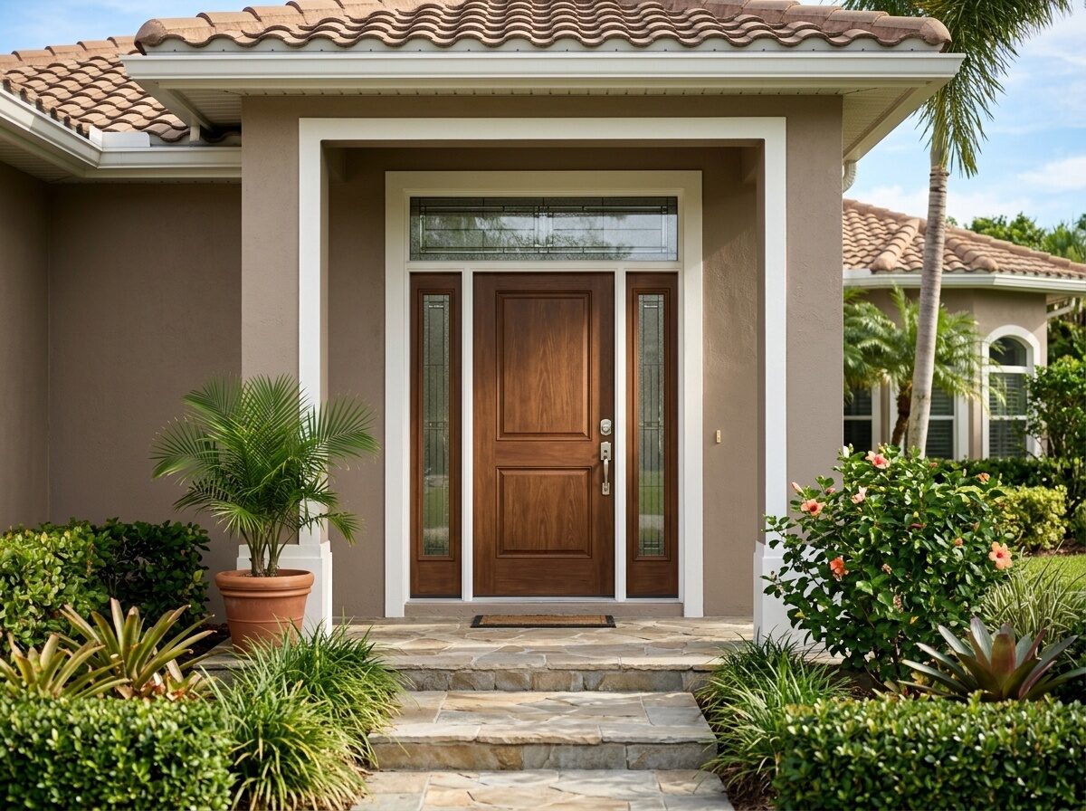New Therma-Tru fiberglass entry door with sidelights