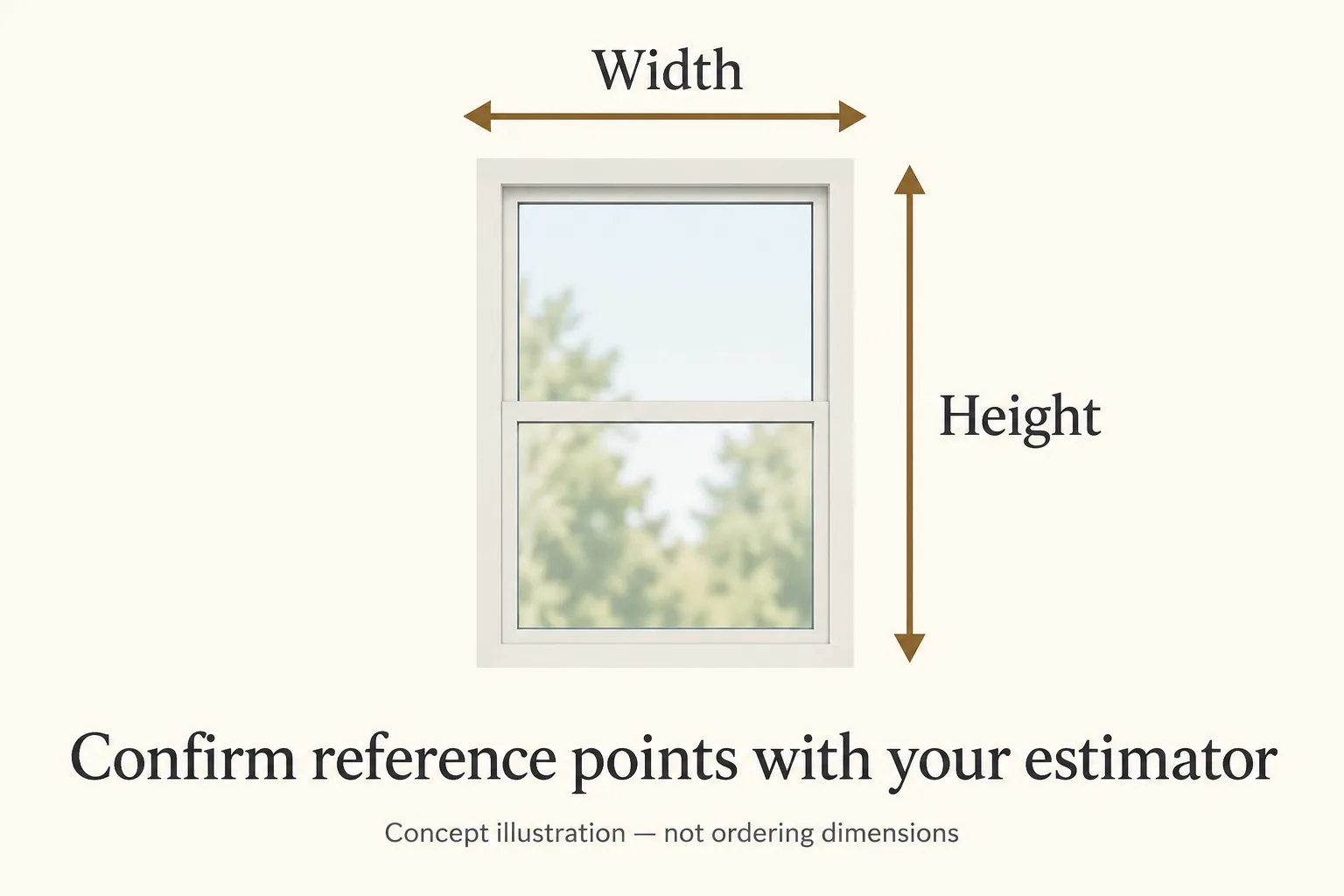 Window diagram with a horizontal Width arrow and a vertical Height arrow.