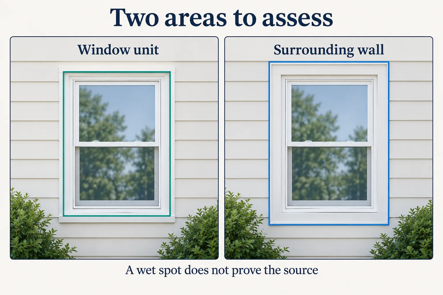 Two panels outline the window unit in teal and its surrounding wall area in blue.